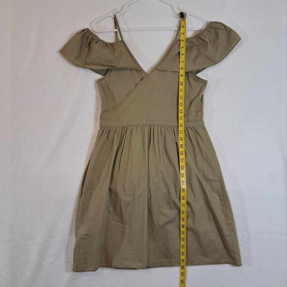 Madewell Khaki Cold-Shoulder‎ Ruffle Dress in Khaki Size 6 Womens - Picture 7 of 13